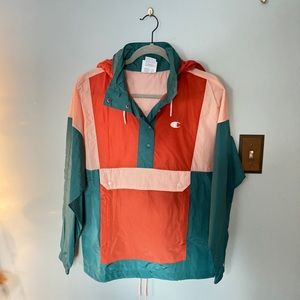 Women’s Colorblock Champion Windbreaker with packable hood and front pocket